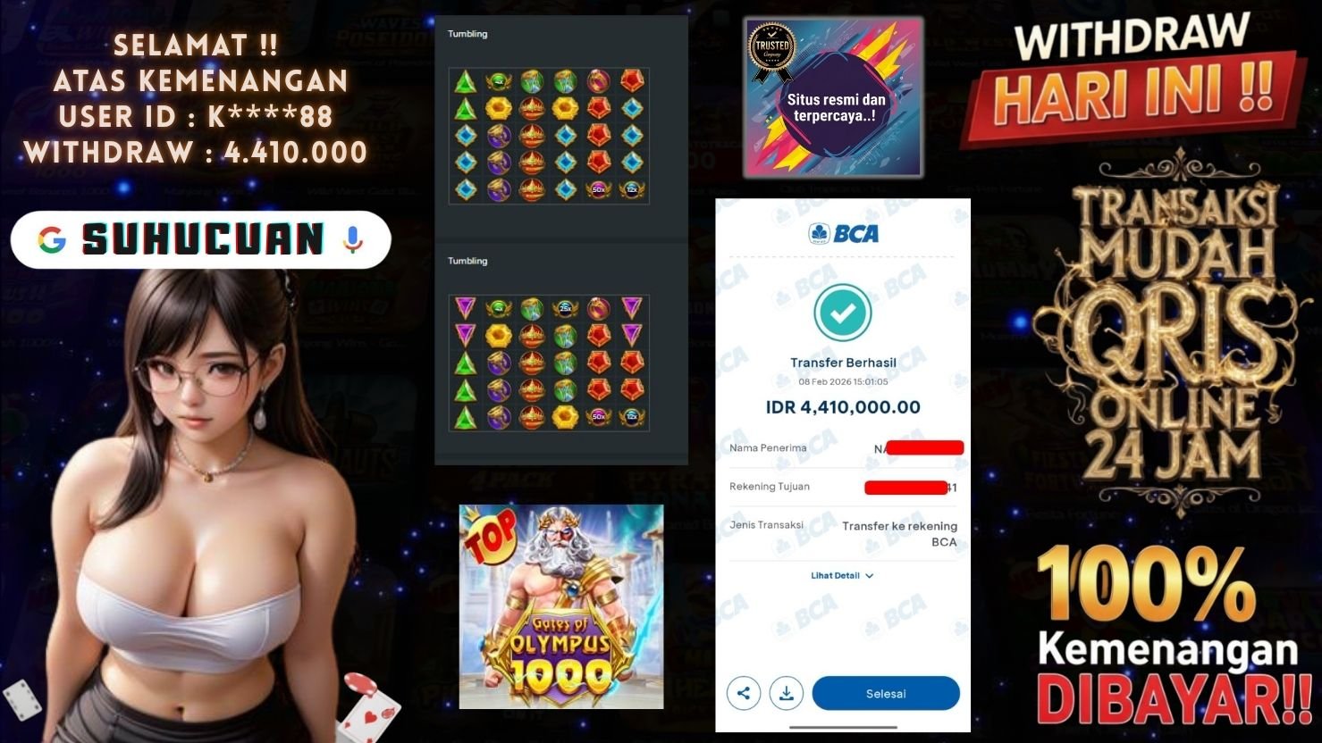 SUHUCUAN JACKPOT SLOT GATES OF OLYMPUS 1000